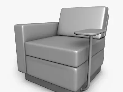 White Leather Armchair 3D model