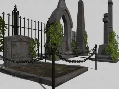 Old Gravestones  Low-poly 3D model