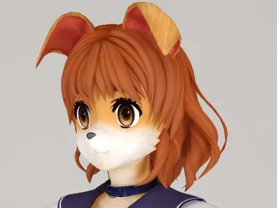 T pose rigged model of Inuko anime creature 3D model