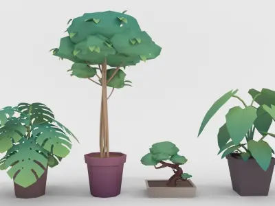 Low-poly popular indoor plant collection 3D model