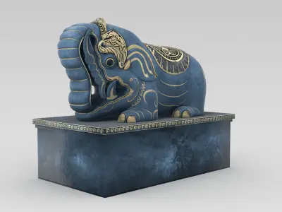 Elephant Statue Stone Garden Decor 3D model