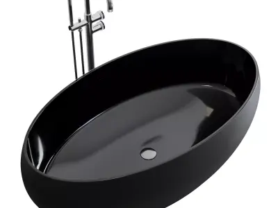 Camellia Matte Black Freestanding Stone Bath 1700mm  Low-poly 3D model