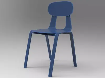 Flat Chair Low-poly 3D model