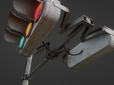 Moderately Dirty Japanese Traffic Light Low-poly 3D model