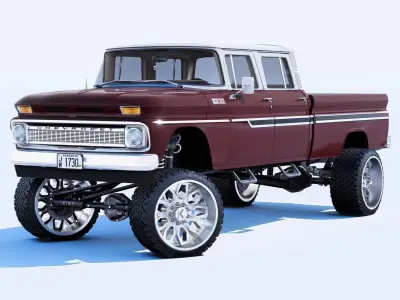 Pickup 1963 C30 4 Door Long Bed 3D model