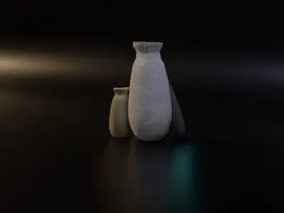 Long Pots  Low-poly 3D model