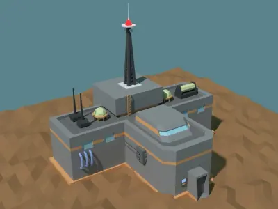 Low Poly Cartoony Sci Fi Building 2 Low-poly 3D model