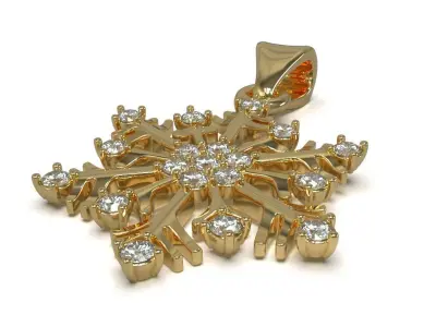 Snowflake pendant with gems 3D print model