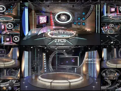 Virtual TV Studio Sets - Collection Vol 8 - 2 PCS DESIGN 3D model