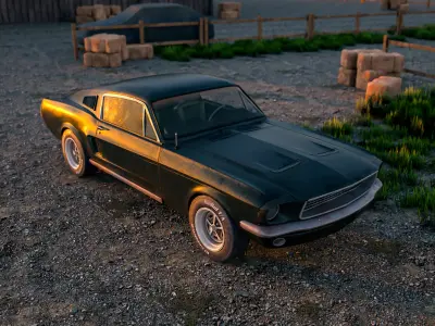 Vintage Muscle Car 1967 Low-poly 3D model