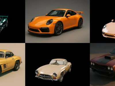 Sport Car bundle 19 pack 100 glb 3D model