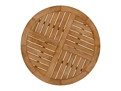 Outdoor Circular Wood Bistro Table And Slat Panel Table Top Low-poly 3D model