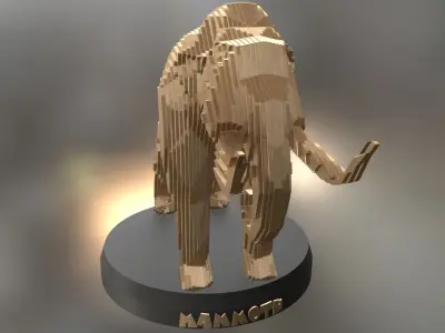 Parametric Wood Mammoth Low-poly 3D model