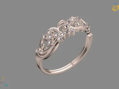 Womens Diamond Signet Ring Women Rings 3dmodels 3D print model 3D print model 32