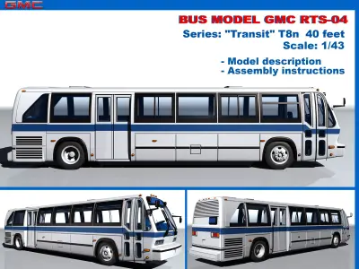 A model-copy of the GMC RTS-04 bus in scale 1 in 43 3D print model
