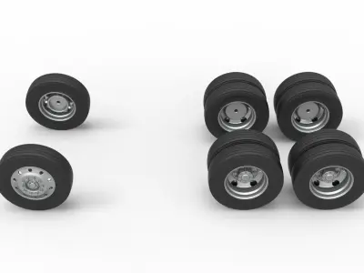 Wheel Set of Vintage GATR Racing Semi truck V4 Scale 1 to 25 3D print model