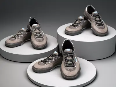 sneakers leather black with white Low-poly 3D model