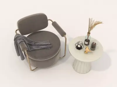 Modern Coffee Table and Armchair Set 56 3D model