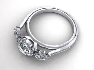 Three Stone Wedding Ring 3D print model purchase