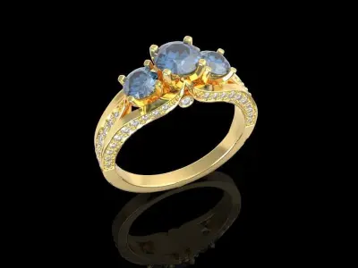 Luxury sapphire diamond ring  3D print model