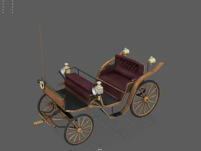 Carriage old fashioned Low-poly 3D model
