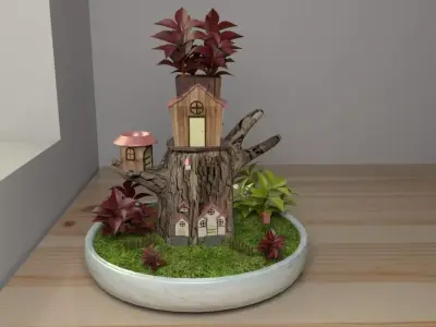 creative pot flower  3D model