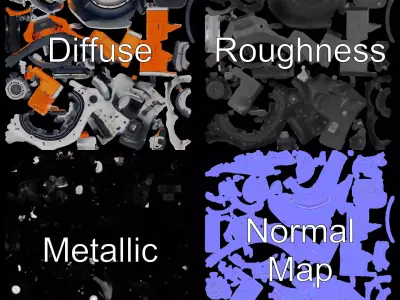 Futuristic Engine Component Model Pack Low-poly 3D model