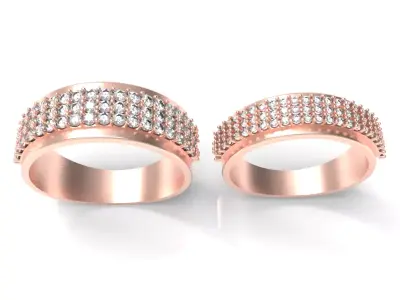 Elegant Couple Ring with Sparkling Gems 3D print model