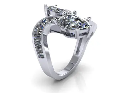 Pear Precious Decoration Diamond Ring 3D print model
