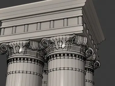 column classic 4x Low-poly 3D model