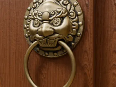 Chinese Style Beast Head Door Knocker 1 - Low Poly PBR Model Low-poly 3D model
