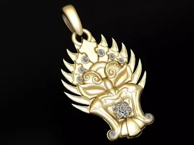Gold dragon head pendant 3D printable model   3D print model