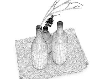 Towels and Black Bottles 3D model