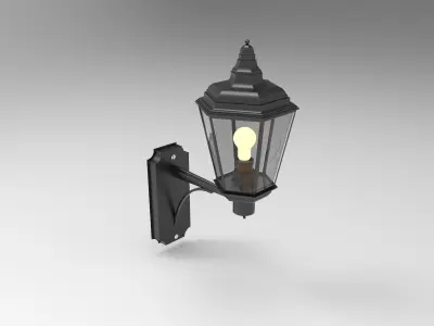 lantern F outdoor wall light with candle 3D model