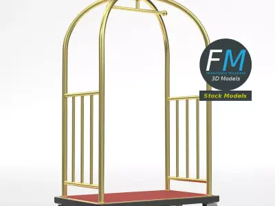 Hotel luggage cart 3 3D model