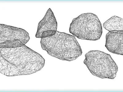 8x Rocks - grey-white - with LODs - Free low-poly 3D model