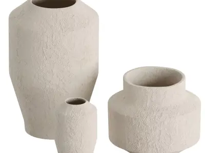 Set of 3 paper vases 3D model