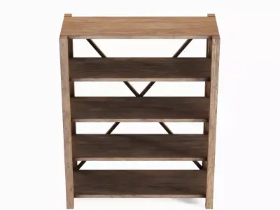 Wide Pottery Shelf B 05 Low-poly 3D model
