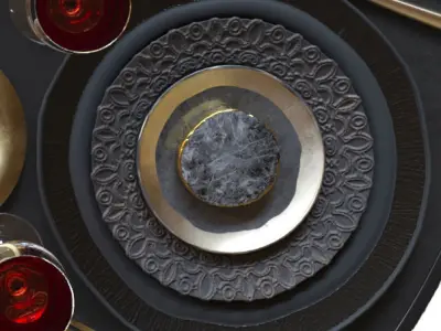 Black and gold service 3D model