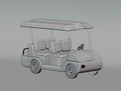 Cartoon Golf car Low-poly 3D model