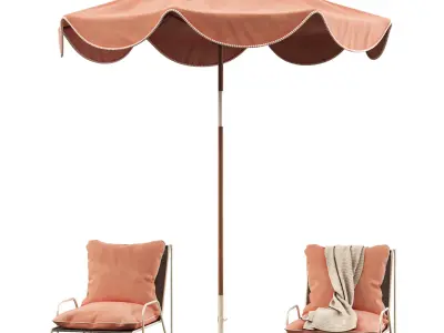market umbrella coco republic coral natural 3D model