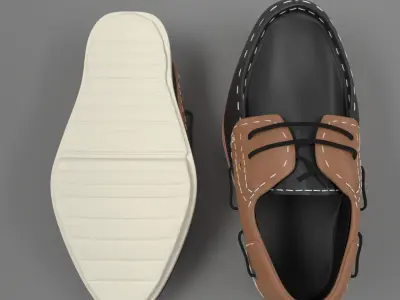 HITZ Mens Black Leather Lace Up Shoes 3D model