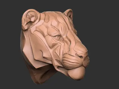 Tiger head wall decoration statue 3D print model