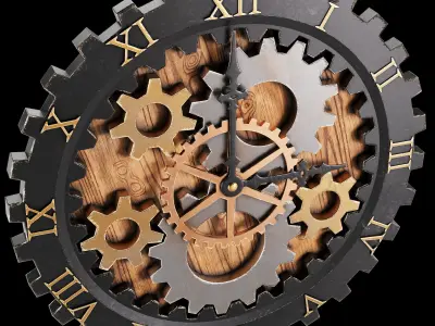 Clock with gears 3D model