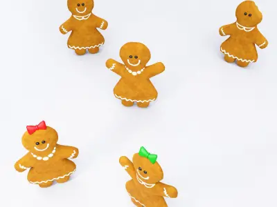 Gingerbread 3d model people Low-poly 3D model