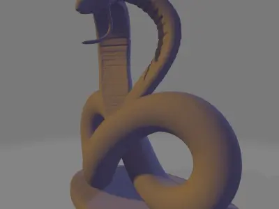 Minimalist Coiled Cobra Sculpture 3D model