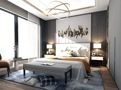 villa Modern Home decoration bedroom 3D model
