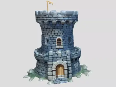 Stone Tower 3D Model PBR Textured Game Ready 3D model