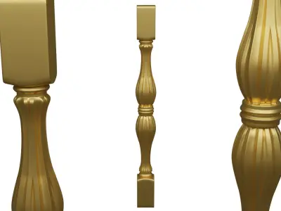 Baluster 3D model set of four golden stair railings 3D model