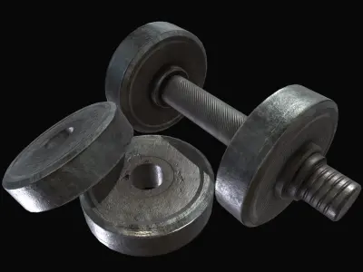 Metal Dumbbell Low-poly 3D model